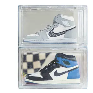 USA Hot Sell Plastic Clear Sneaker Drop Front Shoe Box Organizer Transparent Shoe Storage