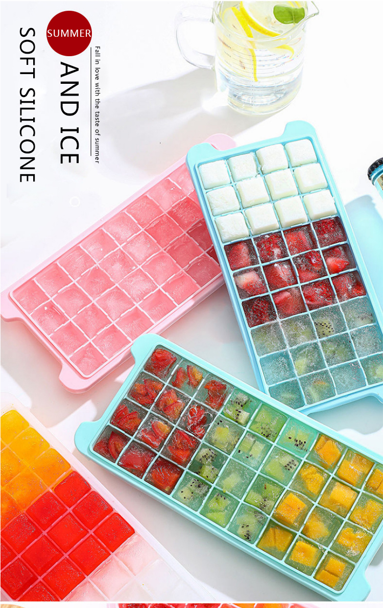 Silicone Ice Cube Tray Food Grade Reusable Elastic Model Used For Making Cake Cream Ice Cubes Freeze Mould Mold