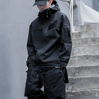 Vestes de piste en Nylon noir, Streetwear personnalisés, modèle 100%, vente en gros