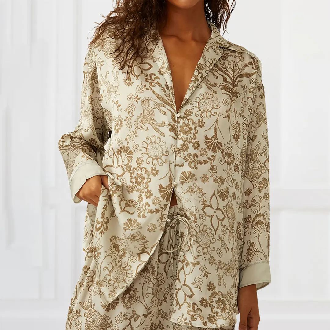 OEM Wholesale Women's Pajamas Set Soft Custom Designer Pajamas All Over Print Pajama For Women
