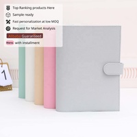 Organisateur de rangement portable de luxe en cuir Saffiano uni avec fermeture à boucle, couverture personnalisée pour agendas, anneaux dorés A5 A6