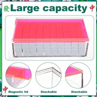 Acrylique Mahjong Cas Vide Transparent Américain Mahjong Jeu Cas Boîte De Rangement pour Carreaux Maison Voyage Accessoires Rose