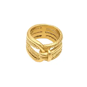 Arabic Trendy Ring Gold 18k In Stock Irregular Geometric Stainless Steel Ring