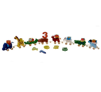 Ensemble de train de bloc de bougeoir de fête d'anniversaire coloré en bois avec 1-6 numéros