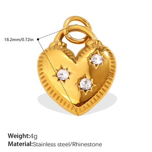 Nuevos Dijes Personalizados de Acero Inoxidable 2026, Joyería de Moda, Dijes con Circonita <span class=keywords><strong>Blanca</strong></span> en Forma de Corazón y Estrella, Baño de Oro 18K PVD para Fabricación de Joyas - Product Image 5