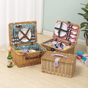 2 인용 피크닉 바구니 쿨러 위커 피크닉 바구니 세트 - Product Image 2