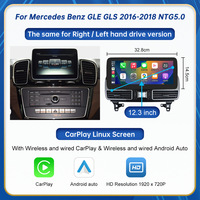 Layar Multimedia 12.3" Wireless Carplay Android Auto untuk Mercedes Benz GLE(W166) GLS(X166) 2016-2018 NTG5.0 Layar IPS