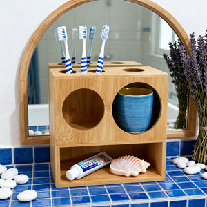 100% Tre Bền Vững Naturals Bàn Chải Đánh Răng Chủ Phong Cách Phòng Tắm Tổ Chức Dễ Dàng Để Làm Sạch - Product Image 2