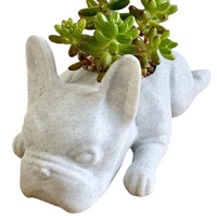 树脂法国斗牛犬多肉植物花盆小狗花盆狗雕像适用于花园阳台装饰桌面摆件