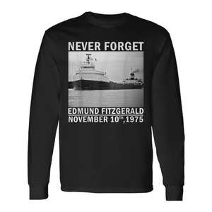 Camiseta de manga larga Never Forget Edmund Fitzgerald, 10 de noviembre de 1975 - Product Image 1