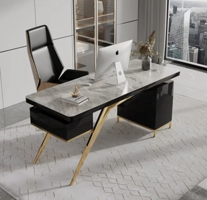 Bureau de direction moderne en marbre avec tiroir, meuble de bureau, bureau à domicile - Product Image 5