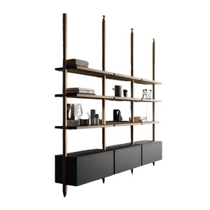 Mueble de Aluminio Abierto Tipo Pilar con Estantes de Vidrio para Sala de Estar o Vestíbulo, Estilo DIY - Product Image 1