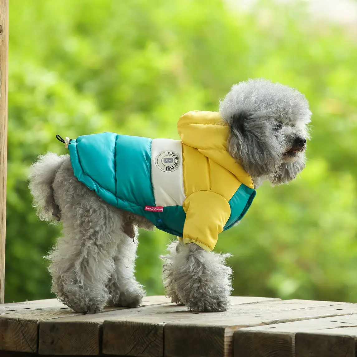 Abbigliamento per cani di moda cappotto per cani imbottito in cotone abbigliamento giacca calda invernale con due gambe per Teddy es_mi