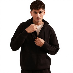 OEM ODM Wholesale <b>Men</b> Casual Solid Olive Green Zip Fleece <b>Hoodie</b> Long Sleeve Outerwear Blank Sweatshirts - Product Image 1