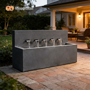Gnee Garden Traditional <b>Rectangle</b> Aluminum Waterfall Fountain Outdoor Garden Decor Floor Mount Natural Finish 5-Spout Feature - Product Image 4