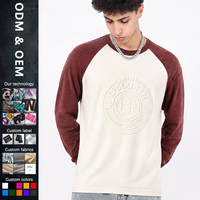 T-shirt de haute qualité pour hommes, impression en gros, t-shirt personnalisé avec motif en relief 3D, t-shirt à manches longues surdimensionné pour hommes, tissu lourd