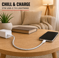 Kabel USB C-L 27W PD Desain Kepang Paduan Aluminium Kompatibel untuk Laptop Monitor Ponsel