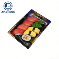 Plateau à sushi en PET de qualité alimentaire supérieure avec couvercle transparent anti-buée, écologique, pour plats à emporter japonais