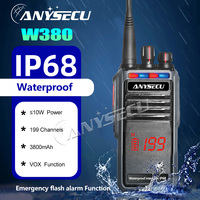 Longue portée de communication, Anysecu W380, 10 Watts, haute puissance, port de charge Type-C, radio bidirectionnelle UHF VHF, réduction du bruit