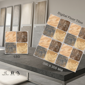กระเบื้องปูพื้นเซรามิกดิจิตอลเคลือบเงา ขนาด 12x12 นิ้ว สีแดง ยี่ห้อวิสตาร์ ดีไซน์สีทองแบบด้านและเงา - Product Image 5