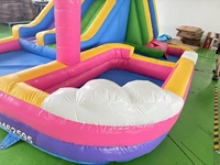 Château gonflable en forme de sirène avec toboggan et trampoline 5x4m, comprenant un souffleur, double couture, installation facile, en PVC Oxford