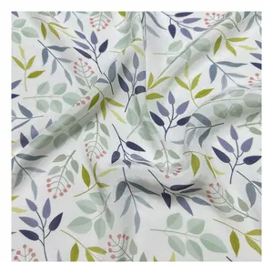 The factory outlet tropical leaf design digital printed 90gsm satin 45% rayon 55% viscose printed meter fabric for clothing