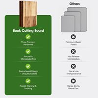 Ensemble de 3 planches à découper FSC FDA avec support, planches à découper en bois décoratives de qualité supérieure personnalisées pour la cuisine, la maison et les fêtes