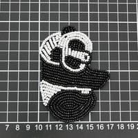 Patch décoratif artisanal en PVC perlé à motif panda pour vêtements, chaussures, chapeaux, chaussettes ; Applique artisanale avec perles cousues