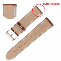 Bracelets de montre en cuir pleine fleur personnalisés en gros pour Huawei/Samsung, à dégagement rapide, ultra-fins, 18/20/22/24 mm