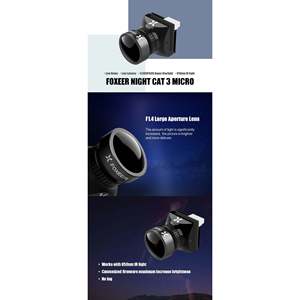 Foxeer CAT 3ไมโครมินิ Night1200TVL กล้อง0.00001lux ไวต่อการมองเห็นในเวลากลางคืน850nm แสง palt/ntsc RC FPV โดรนแข่งขัน