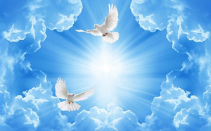 K107437 Guangzhou Ihouse <strong>3D</strong> Landscape Blue <strong>Sky</strong> with Bird Ceiling Mural Wall Paper - Product Image 3