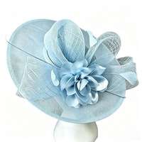 Topi Fascinator Sinamay Elegan, Topi Koktail Bunga Satin untuk Pernikahan, Gereja, Kentucky Derby