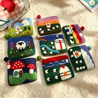 Porte-monnaie en feutre de laine fait main, mini pochette en feutre aiguilleté motif champignon ou mouton, portefeuille en feutre pour enfants, logo personnalisé, vente en gros OEM ODM