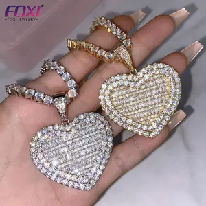 Tarnish Free Valentine's Day High Quality Zircon Diamond 18k Gold Plated Big Heart Pendant Necklace Rings Chain Jewelry Set