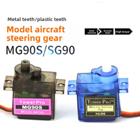 Servomoteur analogique micro 9g SG90 MG90S à engrenages en plastique/métal, 180/360 degrés, DC 4.8-6V, pour avion RC, voiture, robot