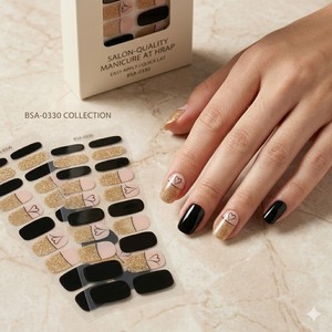 Envolturas de <span class=keywords><strong>Uñas</strong></span> de Gel Semi-Curadas, Sin Rayos UV, No Tóxicas, Autoadhesivas, Premium, 22 Tiras, Diseños de Corazones con Purpurina Dorada, No Requiere Lámpara, 14 Días - Product Image 2