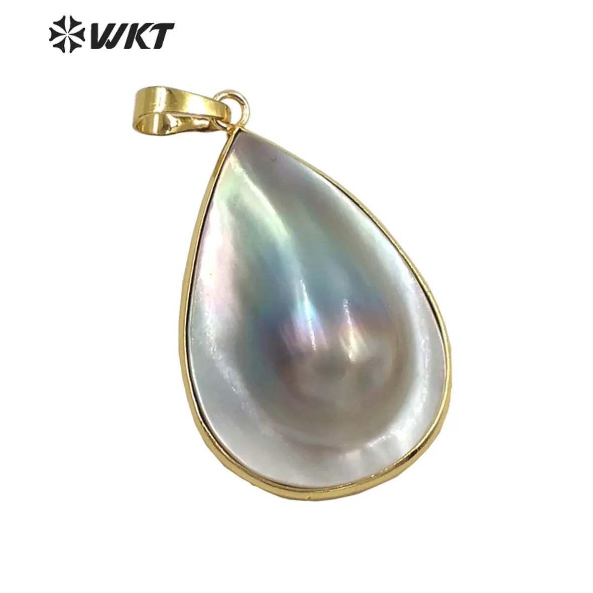 WT-JP242 Incredibile brillantemente precious Nero Madre di Perla pendente donne bellissime di goccia dell'acqua della perla nera del pendente con lunetta in oro