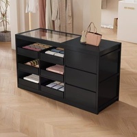 Meuble de caisse pour boutique de vêtements, style influenceur, avec îlot de présentation, table de circulation, présentoir, pour ornements et bijoux, en bois et verre, table de bar