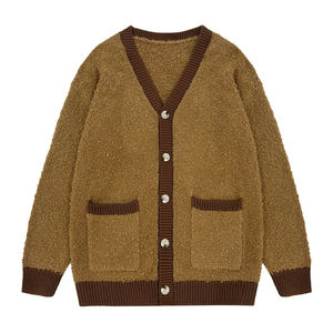 Unisex kış OEM işlemeli LOGO v yaka triko özel erkek bulanık pamuk tiftik hırka kazak yeni özelleştirilebilir hırka - Product Image 2