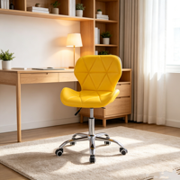 Chaise de bureau pivotante en cuir rose avec roulettes, style nordique, pour la maison et le maquillage