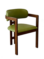 Ensemble de mobilier de salle à manger robuste pour café, table en bois massif, chaise en bois avec rembourrage doux vert, ensemble de bistrot pour hôtel, 2/4/6 places