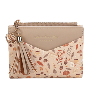 Portefeuille Femme Tendance à Motifs Floraux Grande Capacité en Cuir PU, Porte-Cartes Intégré, Porte-Monnaie Fin à Fermeture Éclair, Élégant avec Fermeture à Pression Feuille et Diamants - Product Image 3