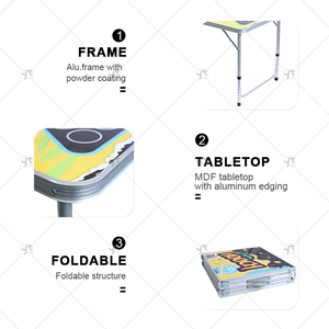 Mesa de Juego Plegable Portátil y Ajustable para Exteriores, Personalizable, con Luces LED, para Uso en la Playa, con Marco de Aluminio Resistente y Superficie de MDF, para <span class=keywords><strong>Beer</strong></span> Pong - Product Image 2