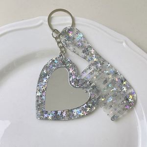 Llavero DIY de metal con peine y espejo para niños y adultos, con logotipo grabado, peine para niños, espejo mini de acetato y llavero DIY para coche - Product Image 3
