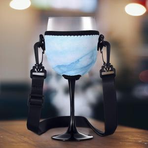 Wine Glass Insulator Drink Holder Neoprene Sleeve with Adjustable <b>Neck</b> Strap for Wine Walk - Product Image 4