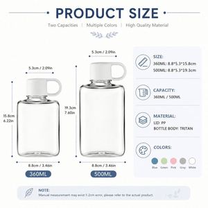 Bouteille d'eau portable réutilisable en Tritan transparente carrée avec logo personnalisé, idéale pour les voyages, le bureau et les cadeaux promotionnels - Product Image 4