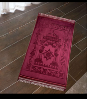 Tapis de Prière Islamiques en Polyester Gaufré Flanelle, Direct d'Usine, En Stock, pour Cadeaux de Pèlerinage de l'Aïd al-Adha, Technique Tissée