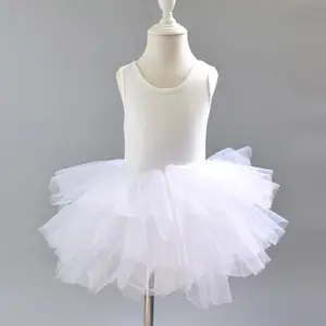 Robe de Ballet en maille pour petites filles, vêtement d'été pour le Ballet Tutu, en coton blanc, bon marché, vente en gros,