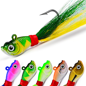Commercio all'ingrosso 7g 14g 28g 42g 56g 5 colori <span class=keywords><strong>artificiale</strong></span> Jig Head Sea Fishing Wobbler Bait <span class=keywords><strong>con</strong></span> gancio a coda di Bucktail Lead Lure - Product Image 4