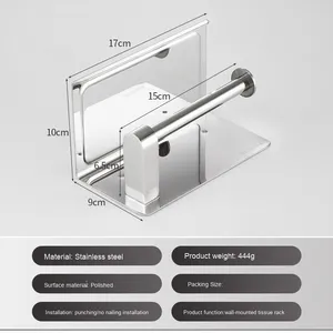 Phong Cách Hiện Đại Treo Tường Nhà Vệ Sinh Giấy Tissue Chủ 304 Thép Không Gỉ Không Khoan Đôi Tầng Giá Cho Khách Sạn Công Cụ Làm Sạch - Product Image 6